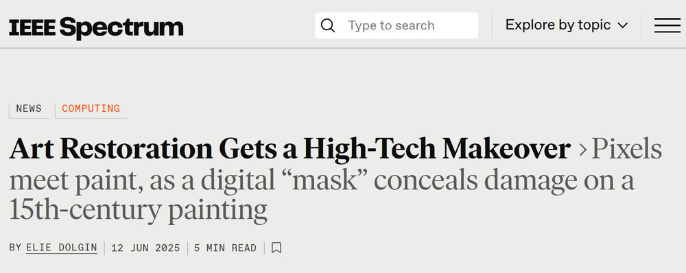 IEEE Spectrum coverage of high-tech art restoration innovation